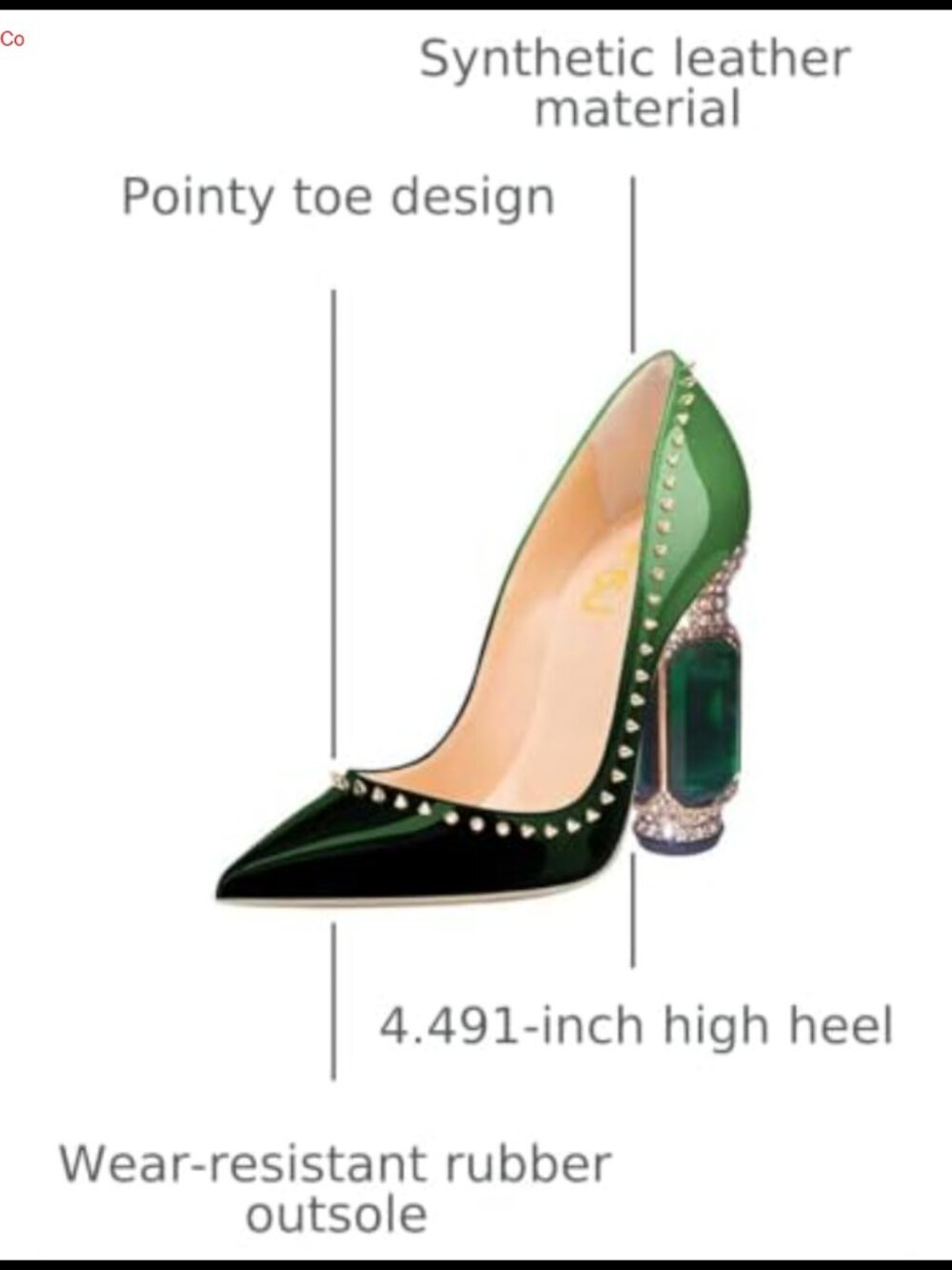 FSJ Women Pointed Toe Crystal Chunky High Heel Pumps Wedding Evening Shoes - Picture 2 of 6